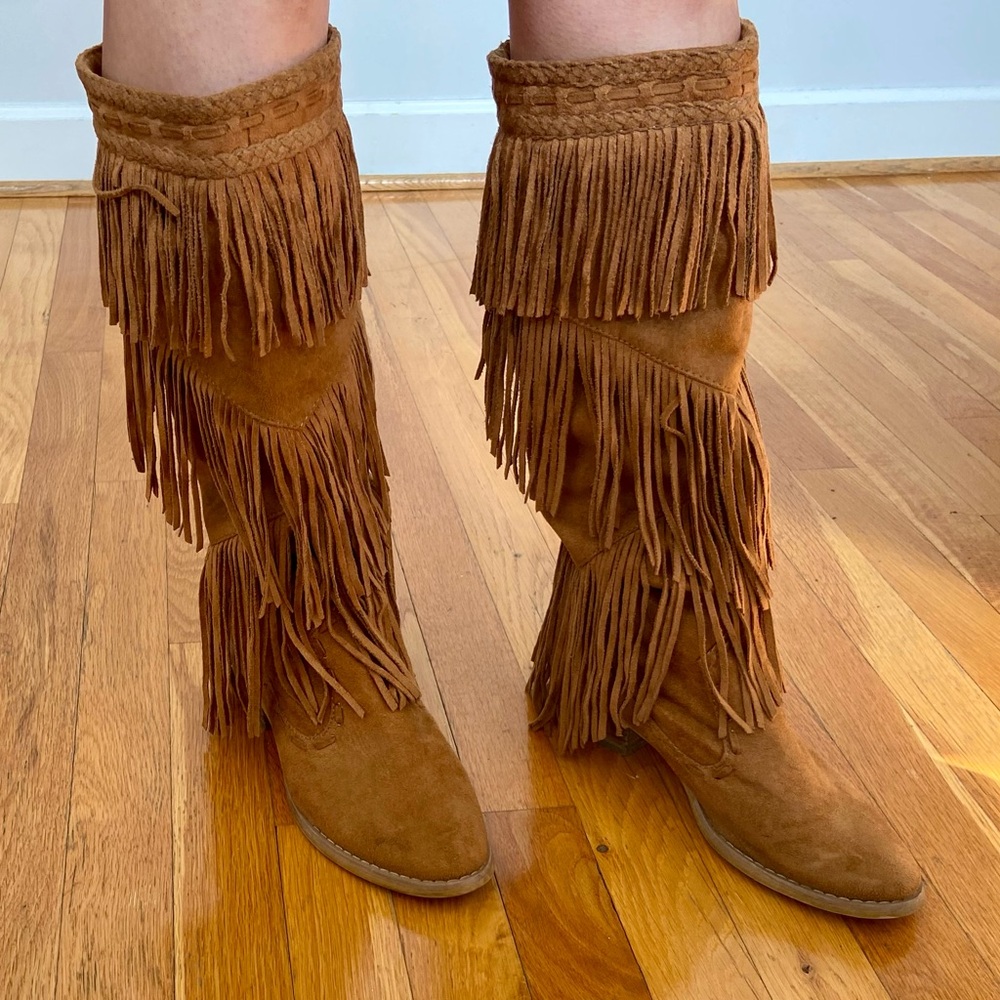 Fringe Suede Tan Boots